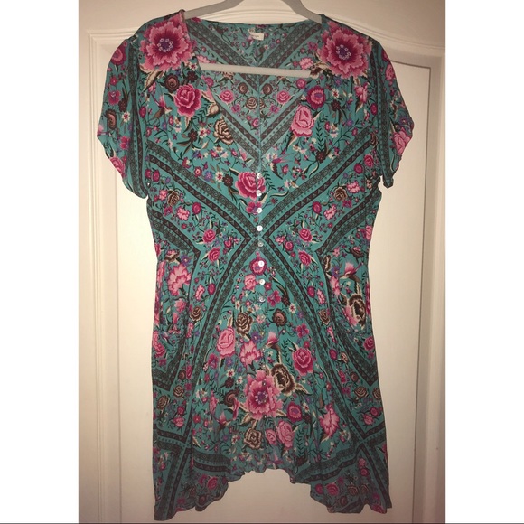 SOLD 🔴 Spell Babushka Mini Turquoise Dress - Picture 3 of 5